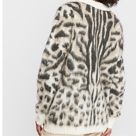Express Oversized Leopard Print Sweater, Size Small - Picture 2 of 5